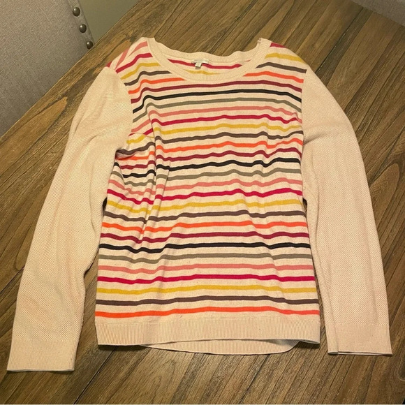 Talbots Sweater Women’s XXL Lambswool Blend Multicolor Stripe Button Sho… - Picture 3 of 5